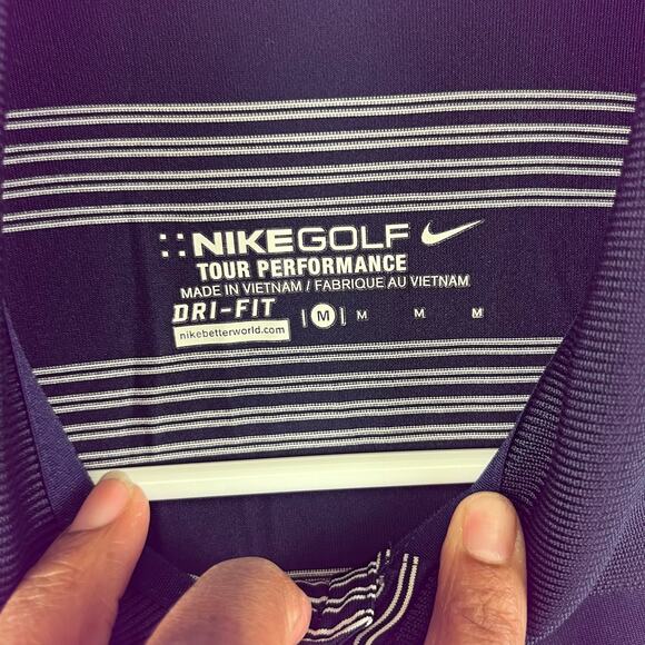 Nike Men's Medium Golf Polo Tour Performance Dri-Fit Horizontal Lines Shirt Prep - Picture 3 of 10